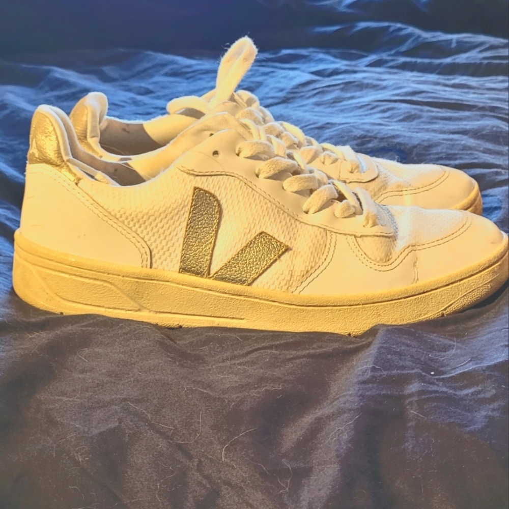 Veja gold and white sneakers